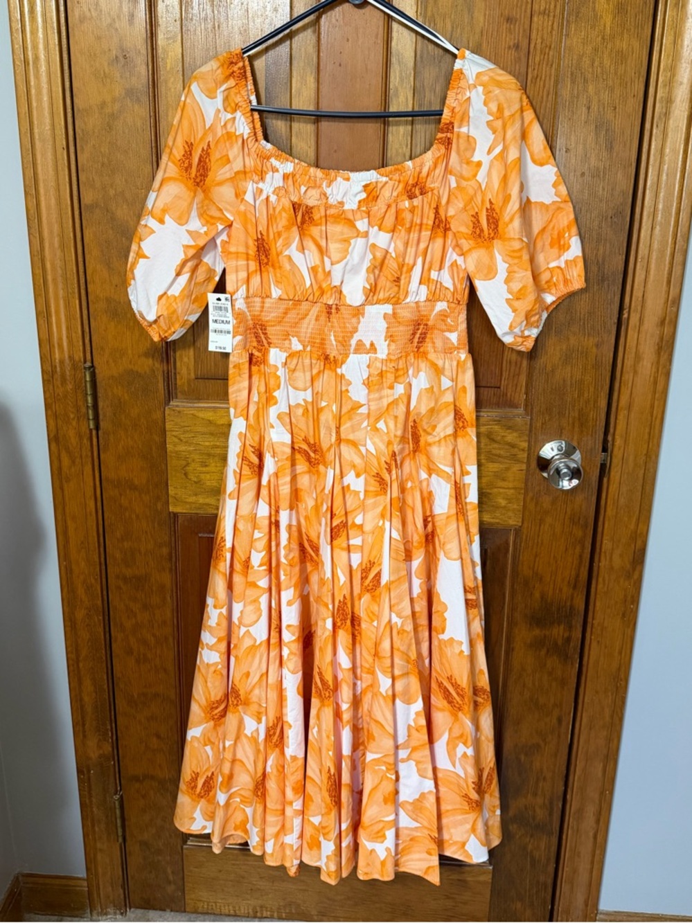 INC International Concepts White and Orange Floral Midi Dress - Picture 4 of 6